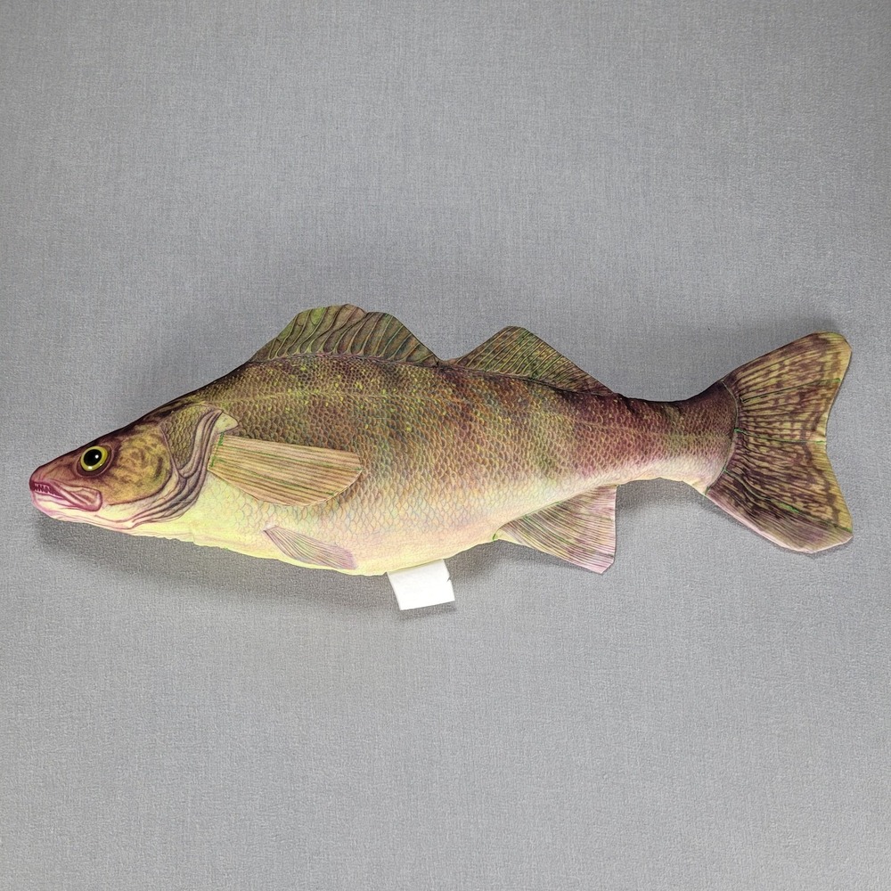 Realistic Walleye Fish Shaped Plush Pillow Soft Toy